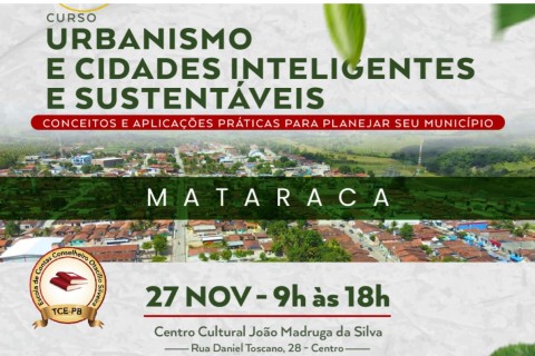 Mataraca sedia curso sobre Urbanismo e Cidades Inteligentes e Sustentáveis promovido pelo TCE-PB